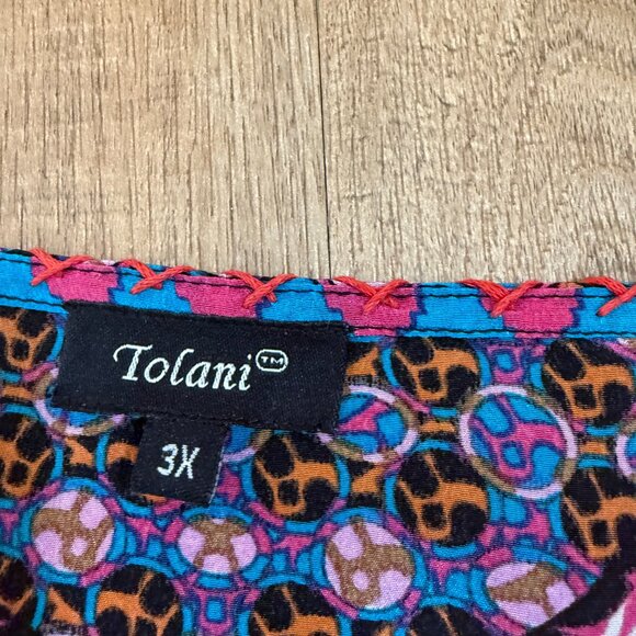 Tolani 100% Silk Geometric Mandala Blouse Colorful Bohemian Artsy 3X - Picture 8 of 11